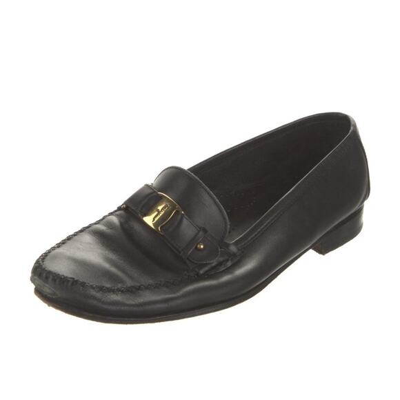 Salvatore Ferragamo Black Leather Men’s Penny Loafers Sz 10.5 - Picture 1 of 5